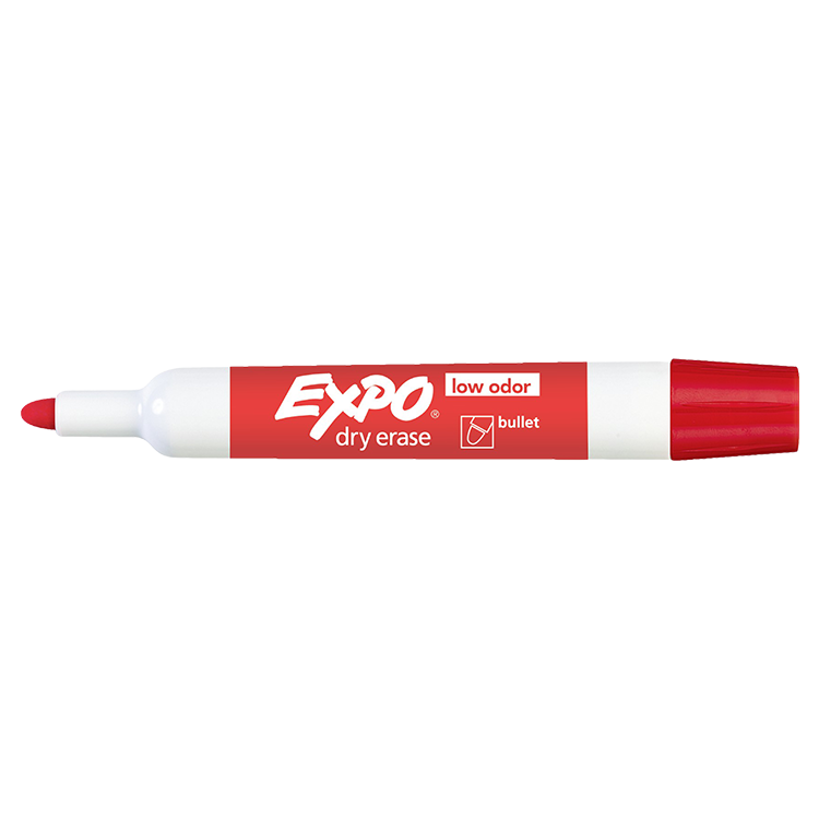 EXPO Dry Erase Whiteboard Marker Bullet Tip Red - Box of 12